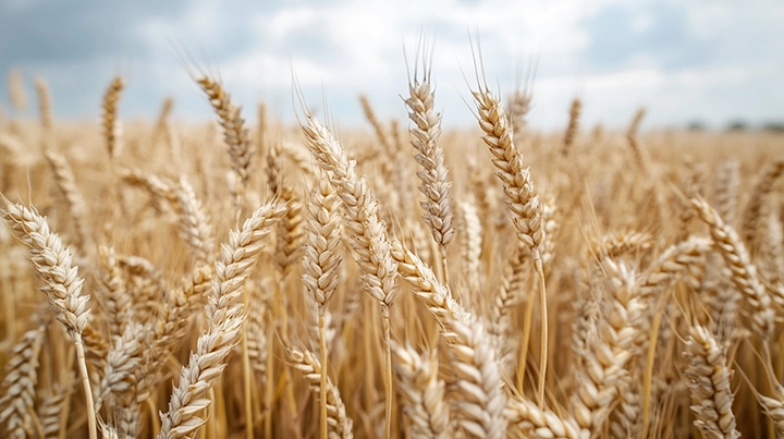 Wheat field affected by Fusarium fungal disease, representing crop pathogen evolution studied through historical genomic analysis