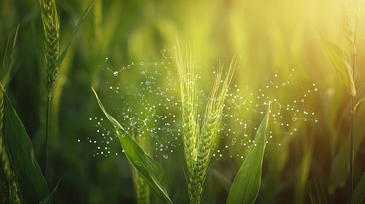Close-up of maize or wheat crop showing fungal contamination on grain surface in agricultural field setting