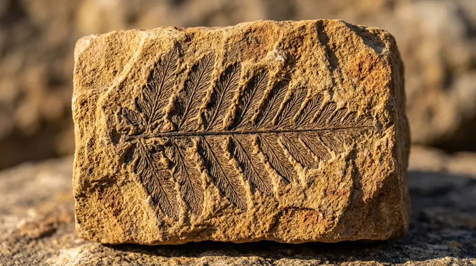mold news - Leaf fossil in sandstone